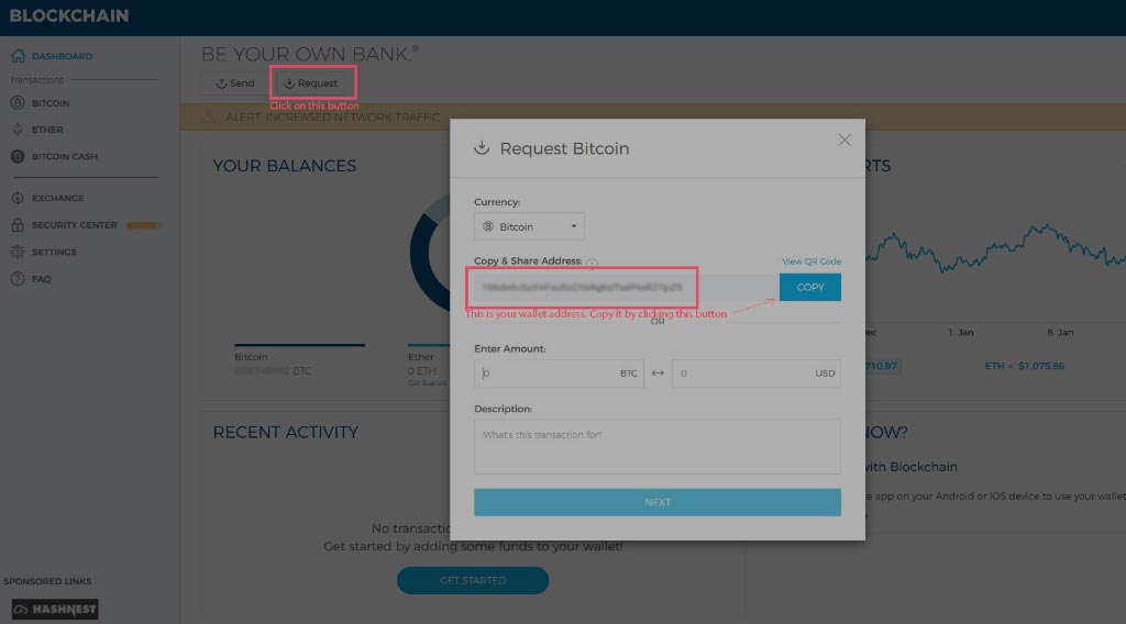Where to find your BTC wallet Address